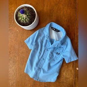 Under Armour Light Blue Short-Sleeve Button-Down Performance Shirt